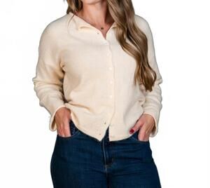 NEW RAISONNEL women's soft touch button front cardigan in beige